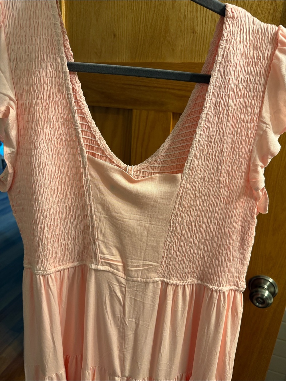 Women's Pink Maxi Dress with Ruffle Sleeves - Picture 6 of 6